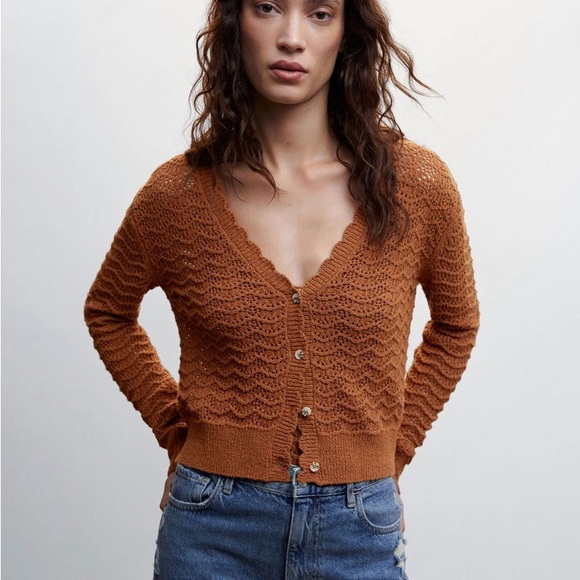 Mango Sweaters - Mango Rust Knit Cardigan